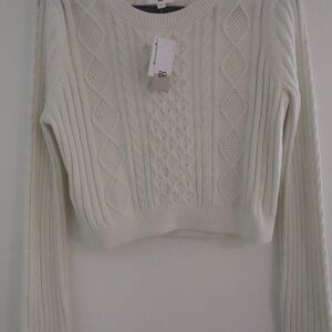 BP Nordstrom Ivory Cable Knit Sweater